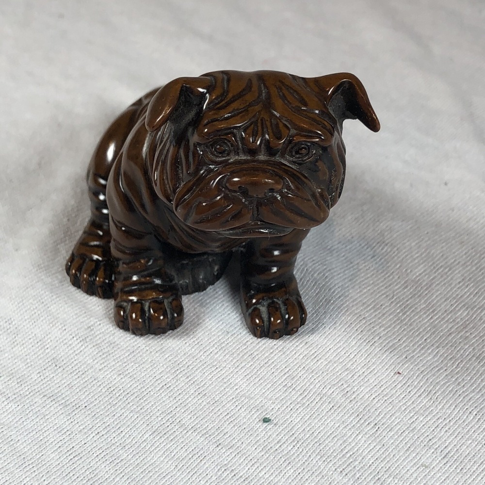 Vintage Aldon Accessories Bulldog Dog Figurine Taiwan Imitation Shou Shan Stone - Picture 2 of 8